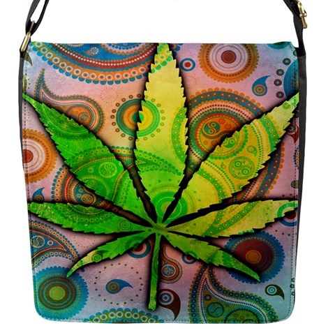 Ganja Flap Closure Messenger Bag (Small) from ArtsNow.com Front