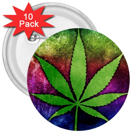 Pot Leaf 3  Button (10 pack) from ArtsNow.com Front