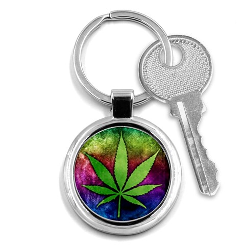 Pot Leaf Key Chain (Round) from ArtsNow.com Front