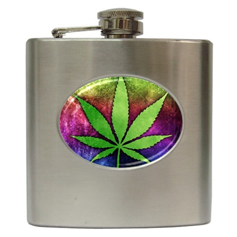 Pot Leaf Hip Flask (6 oz) from ArtsNow.com Front