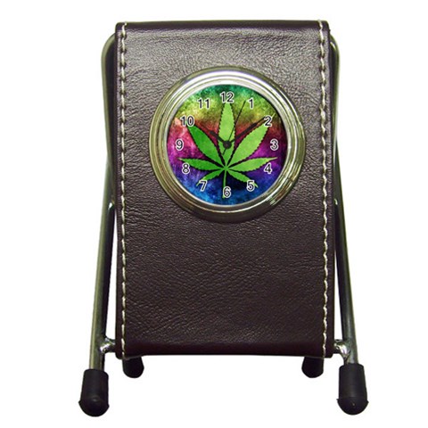 Pot Leaf Pen Holder Desk Clock from ArtsNow.com Front