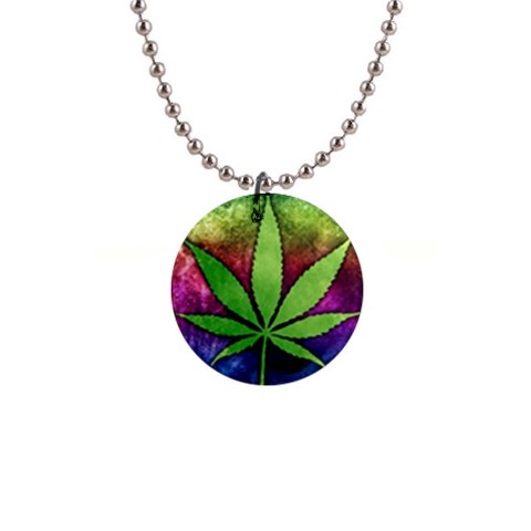 Pot Leaf 1  Button Necklace from ArtsNow.com Front