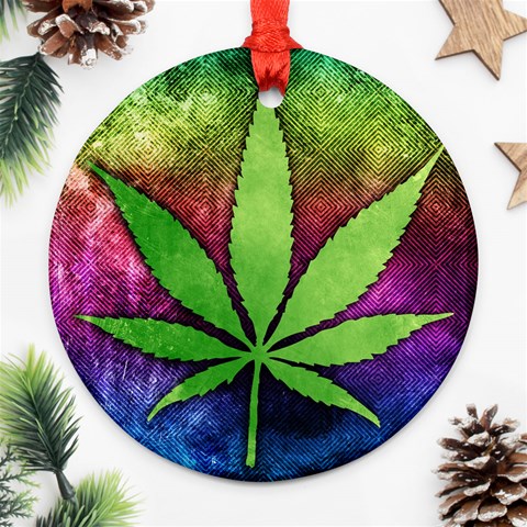 Pot Leaf Round Ornament (Two Sides) from ArtsNow.com Back