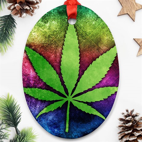 Pot Leaf Oval Ornament (Two Sides) from ArtsNow.com Front