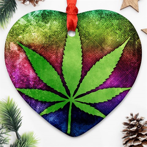 Pot Leaf Heart Ornament (Two Sides) from ArtsNow.com Front