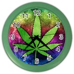 Pot Leaf Color Wall Clock