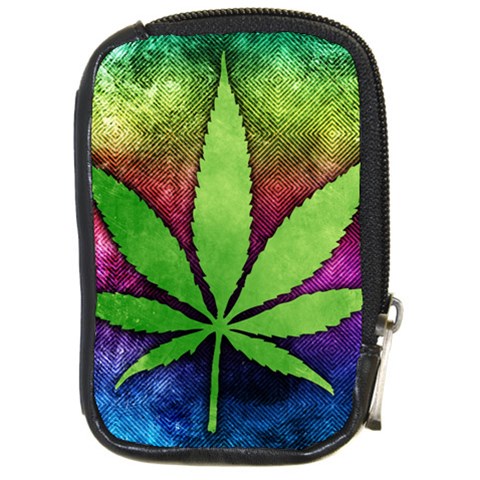 Pot Leaf Compact Camera Leather Case from ArtsNow.com Front