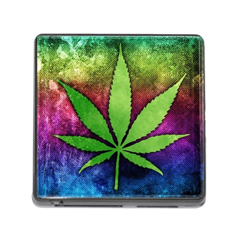 Pot Leaf Memory Card Reader with Storage (Square) from ArtsNow.com Front