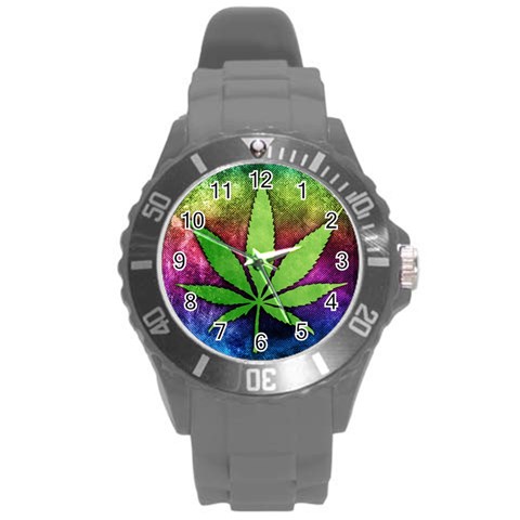 Pot Leaf Round Plastic Sport Watch Large from ArtsNow.com Front