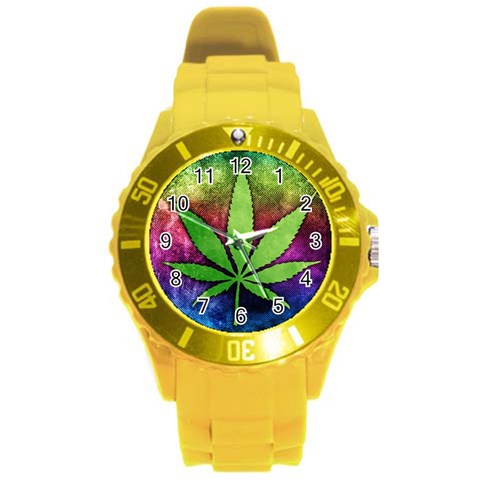 Pot Leaf Round Plastic Sport Watch Large from ArtsNow.com Front