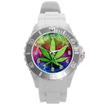 Pot Leaf Round Plastic Sport Watch Large