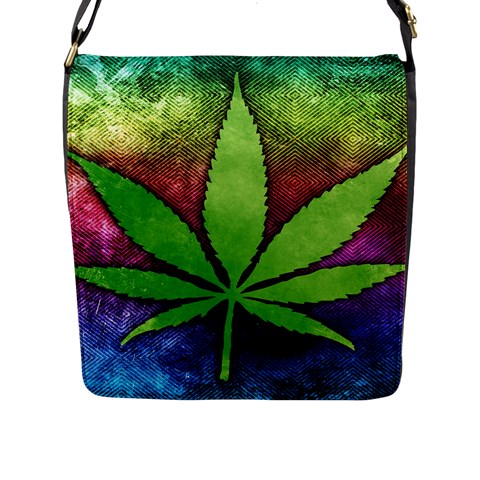 Pot Leaf Flap Closure Messenger Bag (Large) from ArtsNow.com Front