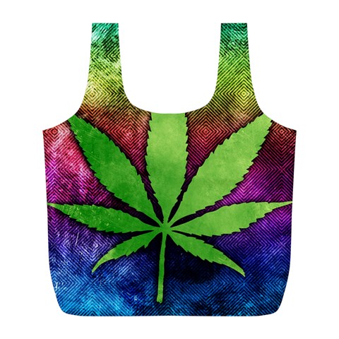 Pot Leaf Full Print Recycle Bag (L) from ArtsNow.com Front