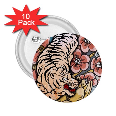 White Tiger 2.25  Button (10 pack) from ArtsNow.com Front