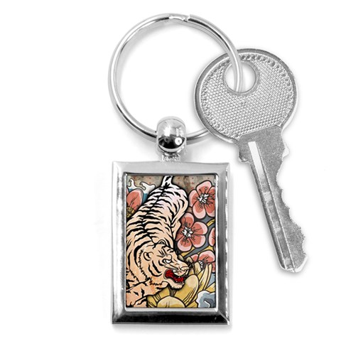 White Tiger Key Chain (Rectangle) from ArtsNow.com Front