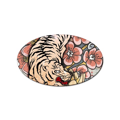 White Tiger Sticker (Oval) from ArtsNow.com Front