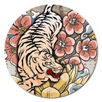 White Tiger Magnet 5  (Round)