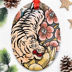 White Tiger Oval Ornament (Two Sides) from ArtsNow.com Front