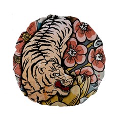 White Tiger 15  Premium Round Cushion  from ArtsNow.com Front