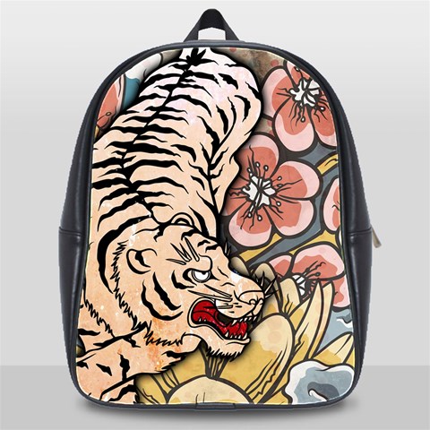 White Tiger School Bag (XL) from ArtsNow.com Front