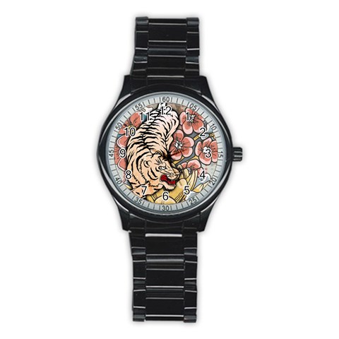 White Tiger Men s Stainless Steel Round Dial Analog Watch from ArtsNow.com Front