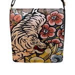 White Tiger Flap Closure Messenger Bag (Large)