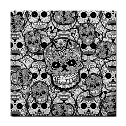 Sugar Skulls   Black And White Tile Coaster from ArtsNow.com Front