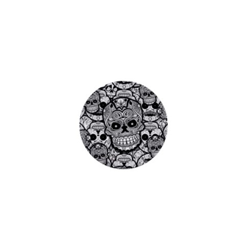 Sugar Skulls   Black And White 1  Mini Button from ArtsNow.com Front