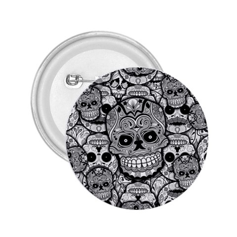 Sugar Skulls   Black And White 2.25  Button from ArtsNow.com Front