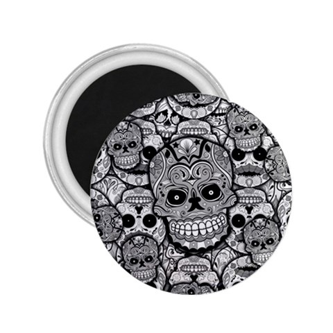 Sugar Skulls   Black And White 2.25  Magnet from ArtsNow.com Front