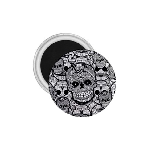 Sugar Skulls   Black And White 1.75  Magnet from ArtsNow.com Front