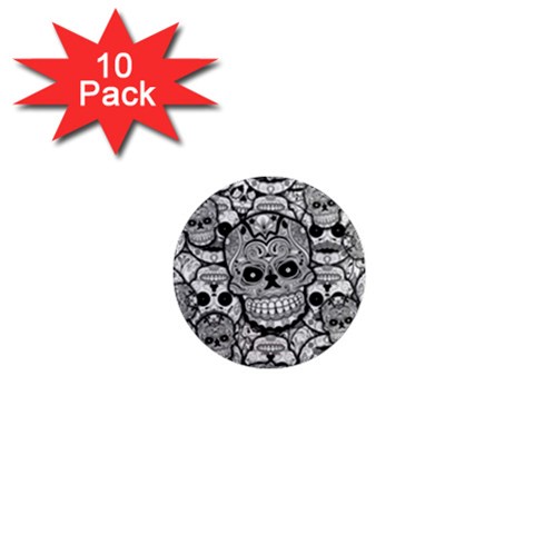 Sugar Skulls   Black And White 1  Mini Magnet (10 pack)  from ArtsNow.com Front