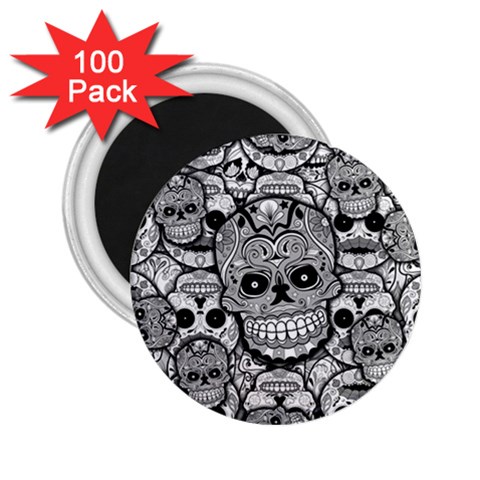 Sugar Skulls   Black And White 2.25  Magnet (100 pack)  from ArtsNow.com Front