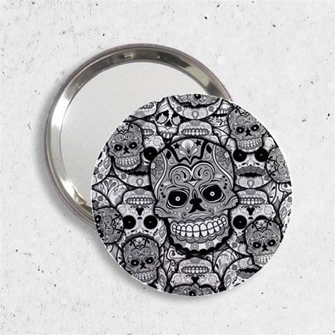 Sugar Skulls   Black And White 2.25  Handbag Mirror from ArtsNow.com Front