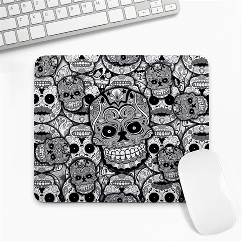 Sugar Skulls   Black And White Large Mousepad from ArtsNow.com Front