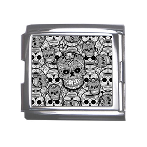 Sugar Skulls   Black And White Mega Link Italian Charm (18mm) from ArtsNow.com Front