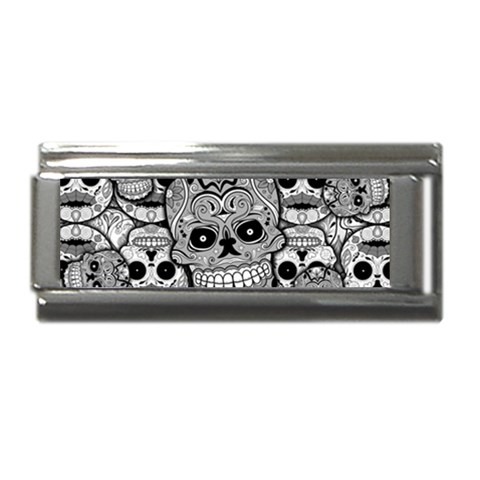 Sugar Skulls   Black And White Superlink Italian Charm (9mm) from ArtsNow.com Front