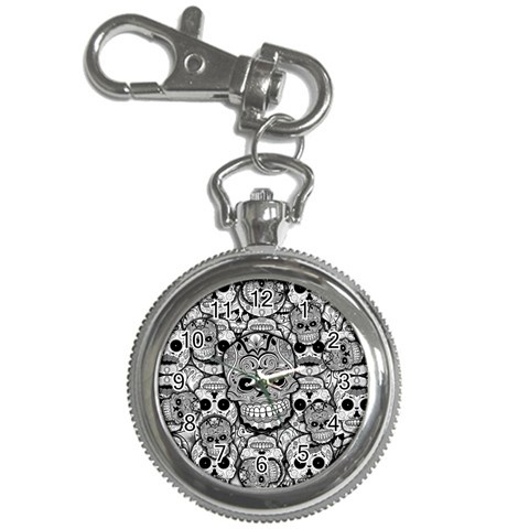 Sugar Skulls   Black And White Key Chain Watch from ArtsNow.com Front