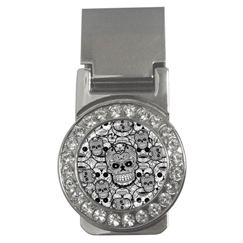 Sugar Skulls   Black And White Money Clip (CZ) from ArtsNow.com Front