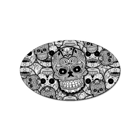 Sugar Skulls   Black And White Sticker (Oval) from ArtsNow.com Front