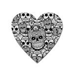 Sugar Skulls   Black And White Magnet (Heart)