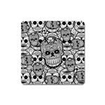 Sugar Skulls   Black And White Magnet (Square)