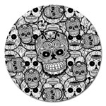 Sugar Skulls   Black And White Magnet 5  (Round)