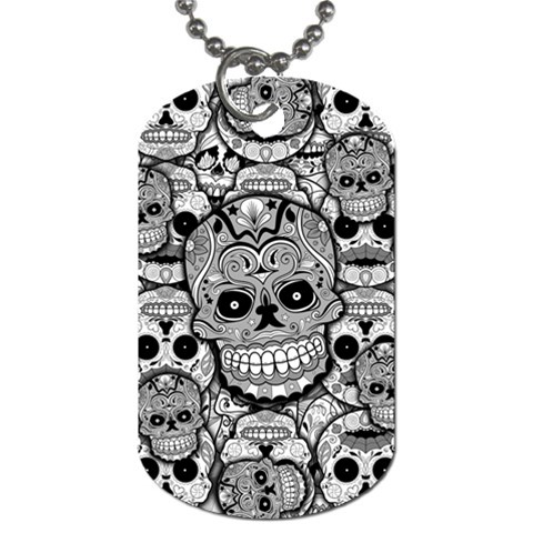 Sugar Skulls   Black And White Dog Tag (One Side) from ArtsNow.com Front