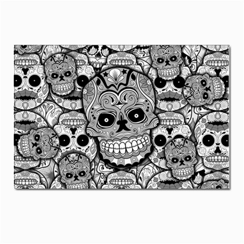 Sugar Skulls   Black And White Postcard 4 x 6  (Pkg of 10) from ArtsNow.com Front