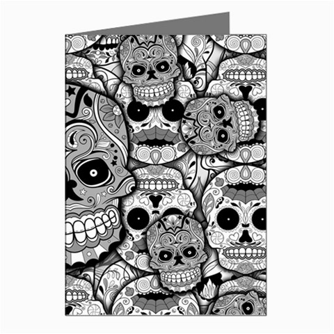 Sugar Skulls   Black And White Greeting Cards (Pkg of 8) from ArtsNow.com Left