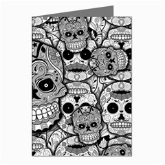 Sugar Skulls   Black And White Greeting Cards (Pkg of 8) from ArtsNow.com Left