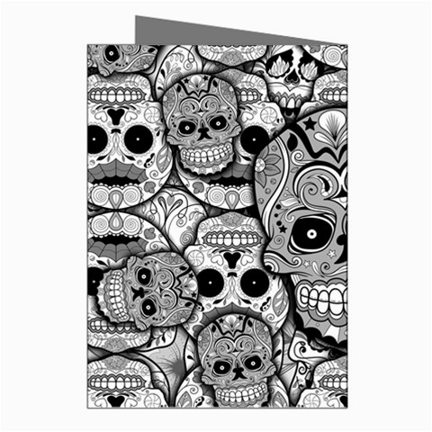 Sugar Skulls   Black And White Greeting Cards (Pkg of 8) from ArtsNow.com Right