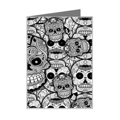 Sugar Skulls   Black And White Mini Greeting Card from ArtsNow.com Left