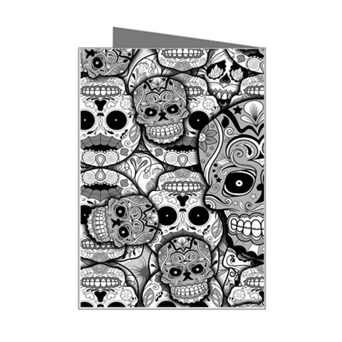 Sugar Skulls   Black And White Mini Greeting Card from ArtsNow.com Right